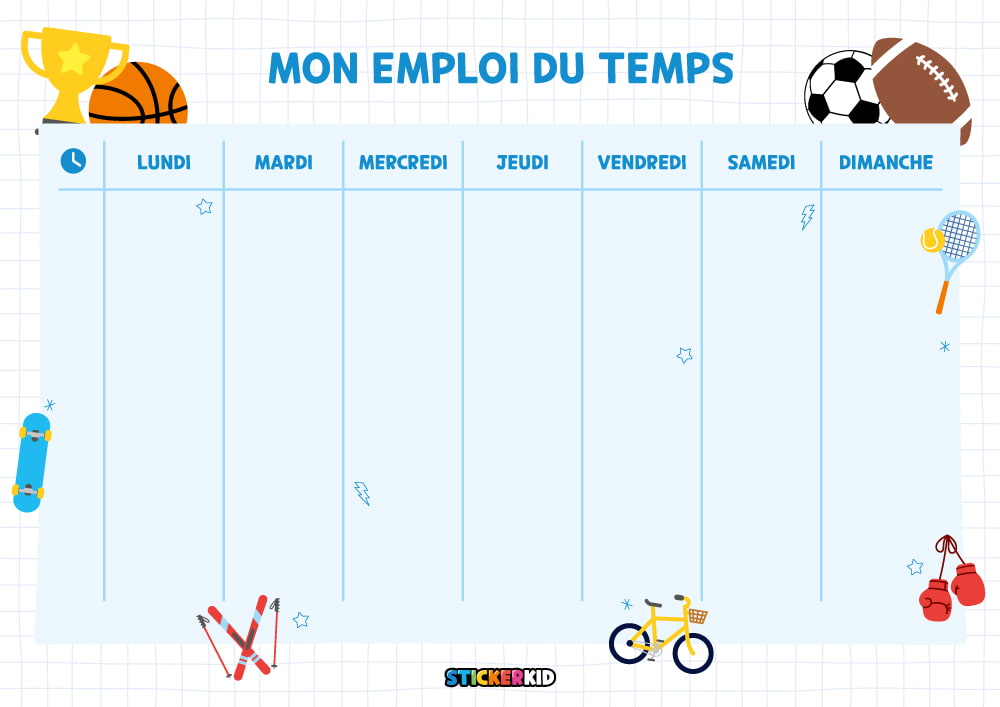 Rentrée des classes: emploi du temps pour enfant à imprimer - Blog