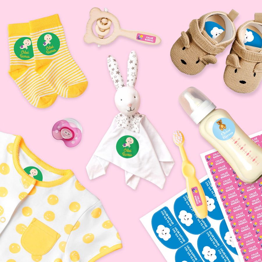 Étiquettes Nominatives Imperméables 128 Pièces - Pour Biberons, école, Crèche, Autocollantes Personnalisables