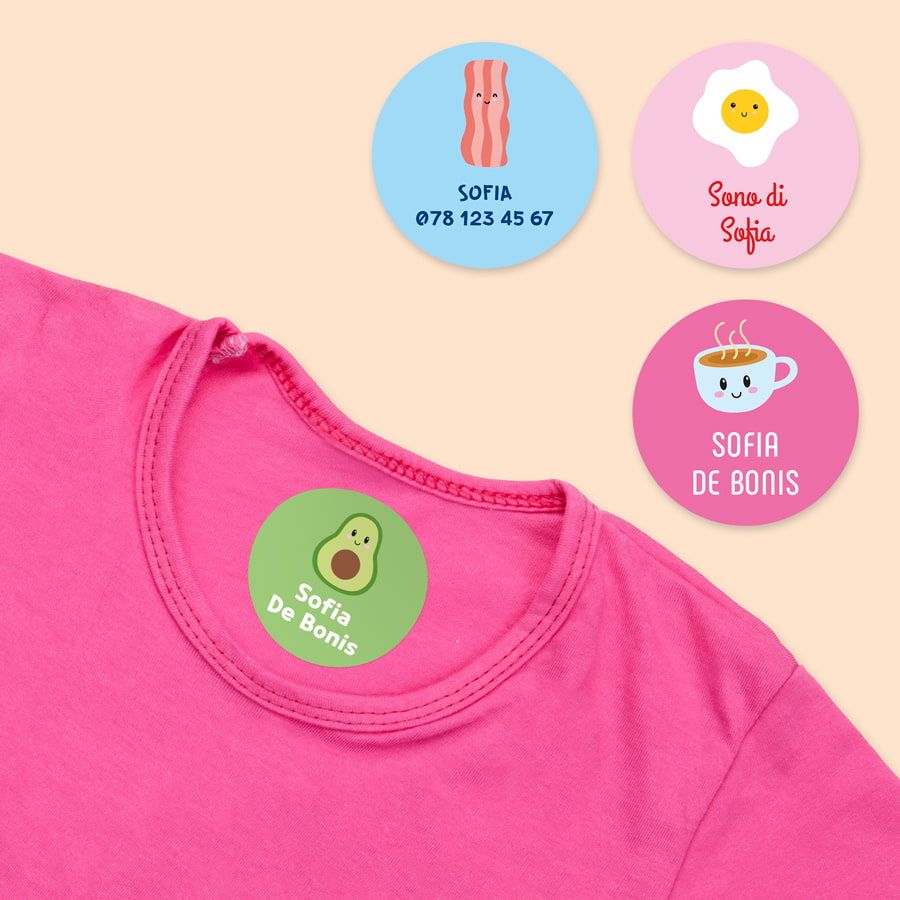 Etichette termoadesive rotonde per abbigliamento stickerkid.ch
